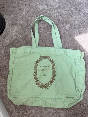 Ladurée Mint Green Canvas reusable cotton Tote Bag